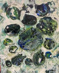 Die Kometen kommen by jhago, Acryl auf Leinwand, 70x100, 2024